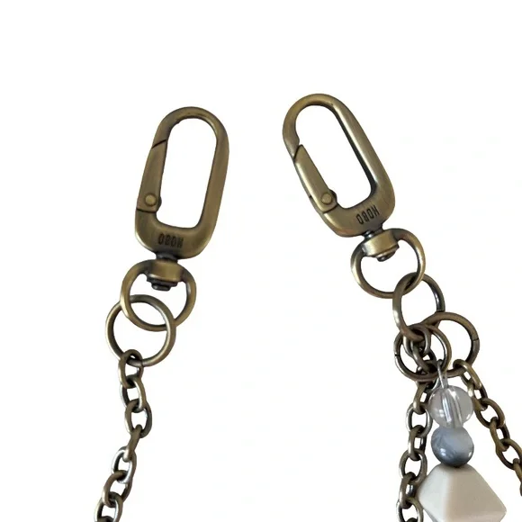 HOBO Heart Swells Charm Bronze Tone Chain Leather Heart Bag Charm Keychain Clip - Picture 3 of 4